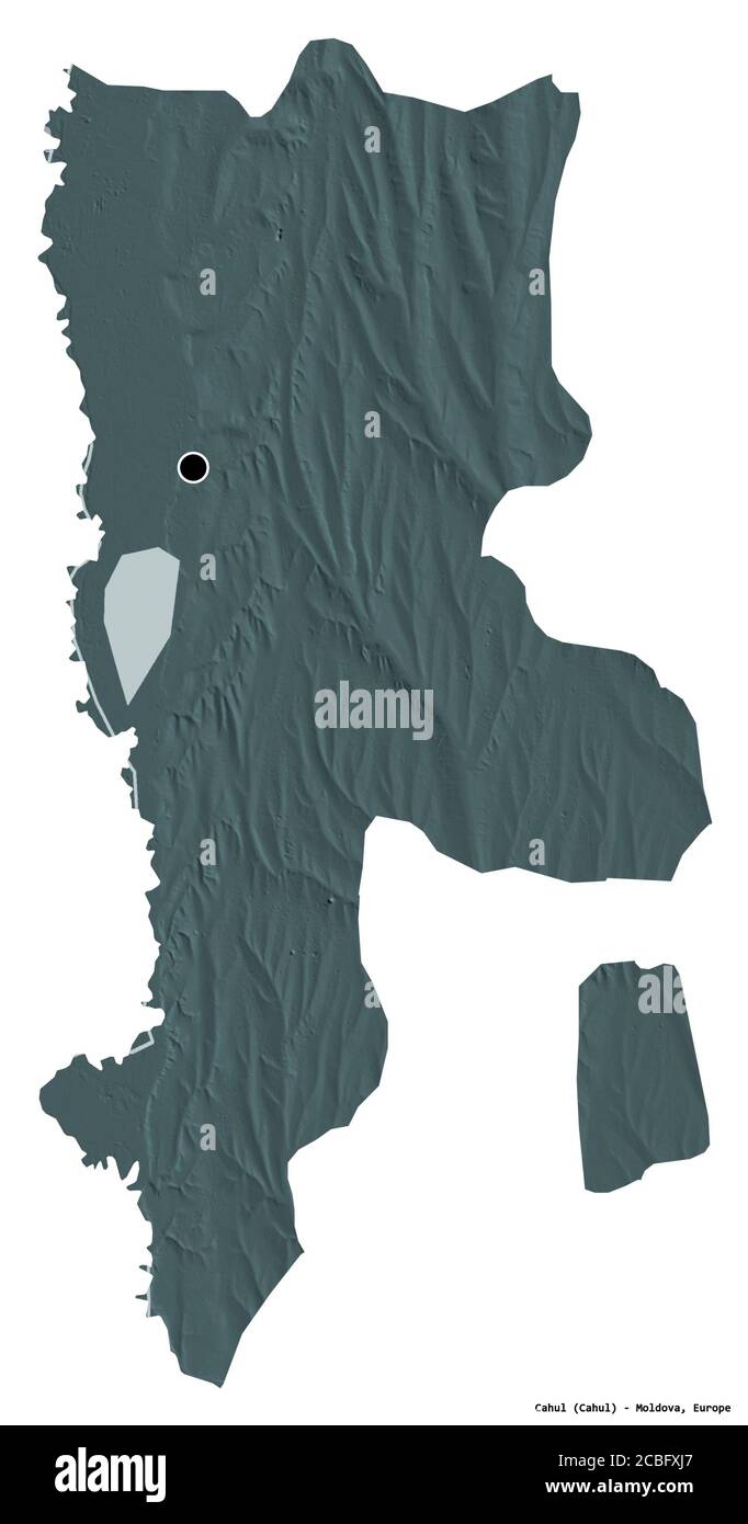 Shape of Cahul, district of Moldova, with its capital isolated on white ...