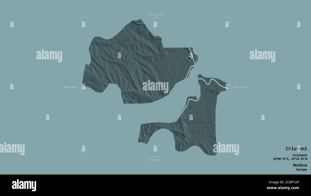 Area of Criuleni, district of Moldova, isolated on a solid background