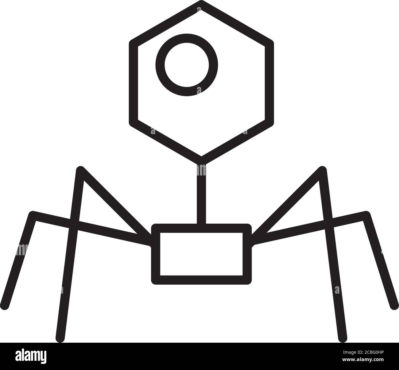 bacteriophage shape icon over white background, line style, vector illustration Stock Vector