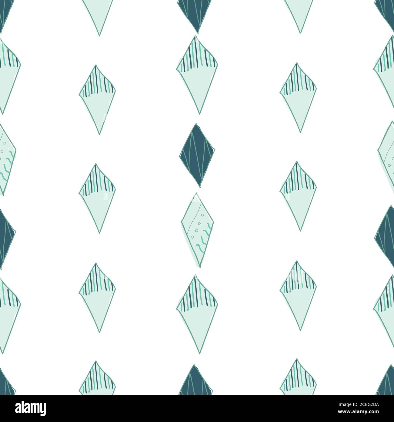 Kite Design teal kites on white background Doodle Pattern Filled Seamless pattern Vector hand drawn illustration surface design Stock Vector