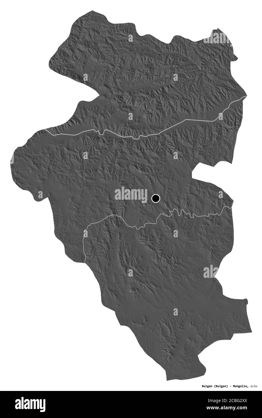 Shape of Bulgan, province of Mongolia, with its capital isolated on ...