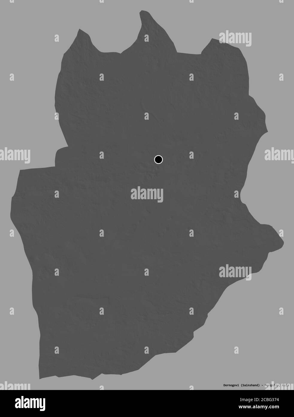 Shape of Dornogovi, province of Mongolia, with its capital isolated on ...