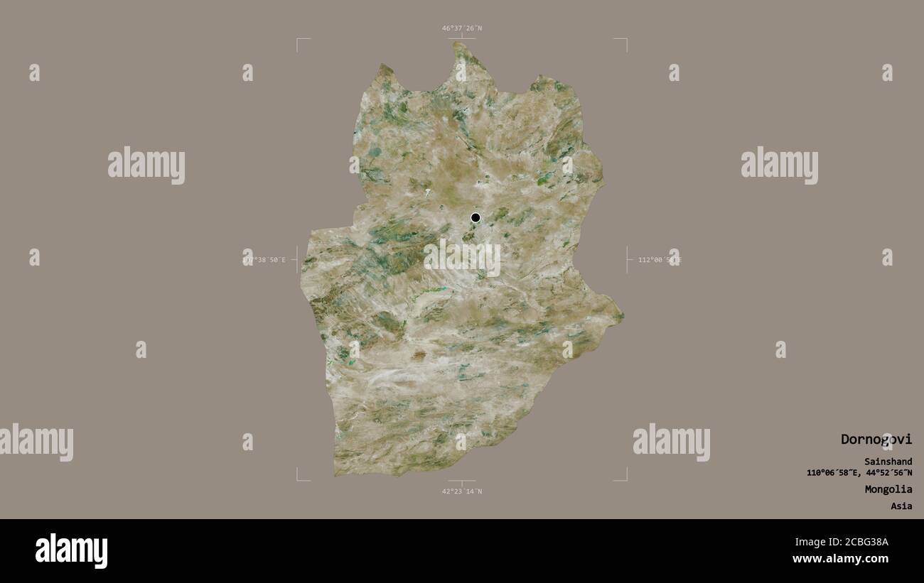 Area of Dornogovi, province of Mongolia, isolated on a solid background