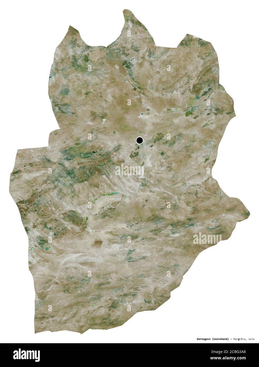 Shape of Dornogovi, province of Mongolia, with its capital isolated on ...