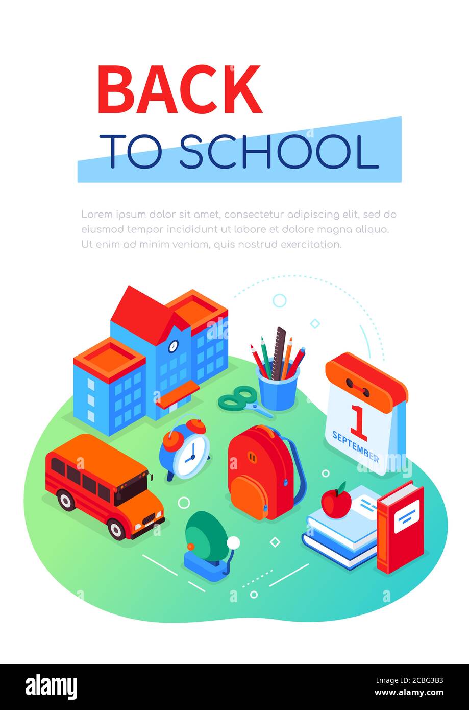 Back to school - modern colorful isometric web banner Stock Vector ...