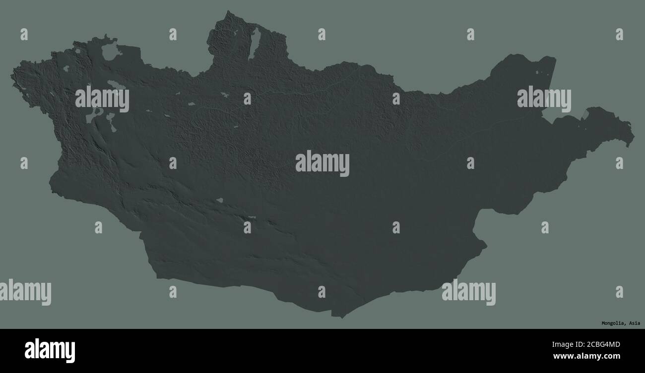 Shape of Mongolia with its capital isolated on a solid color background