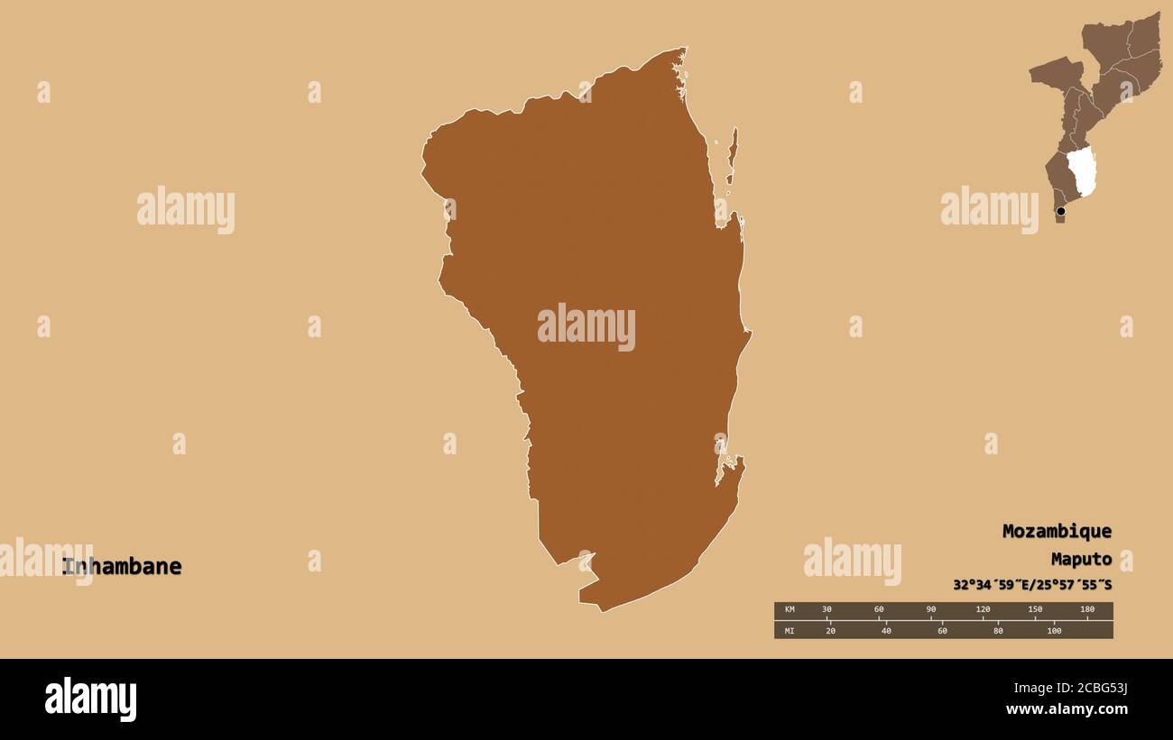Mapa Inhambane Shape of Inhambane, province of Mozambique, with its capital isolated ...