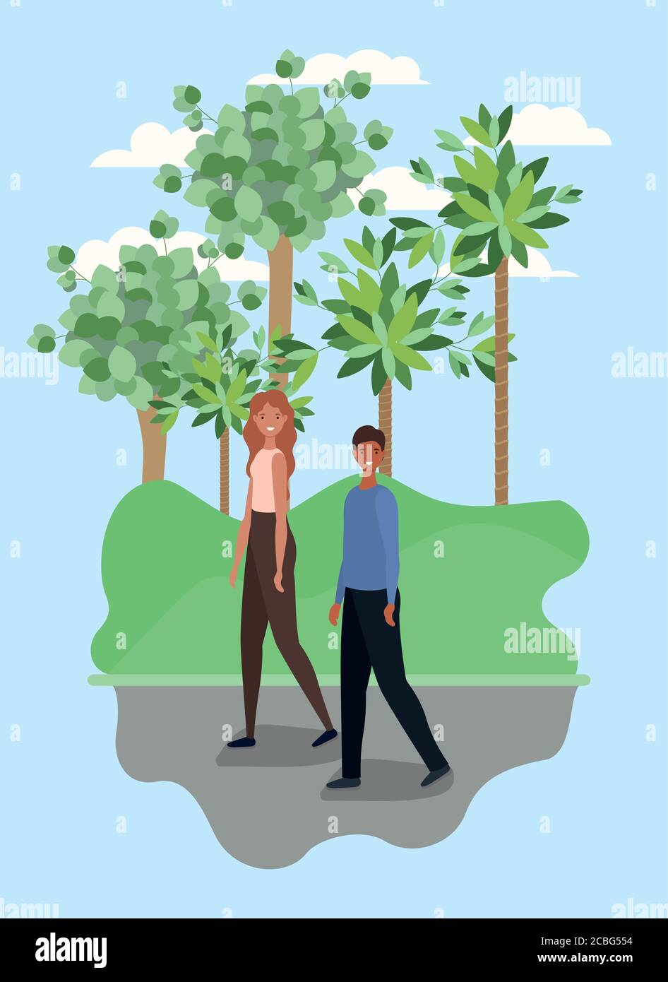 Girl walking theme park Stock Vector Images - Alamy