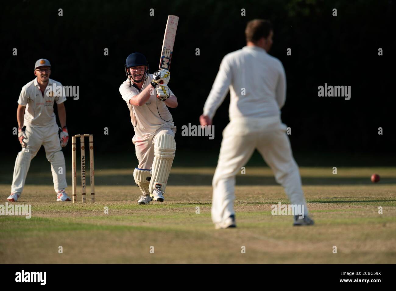 Batsman in action Stock Photo