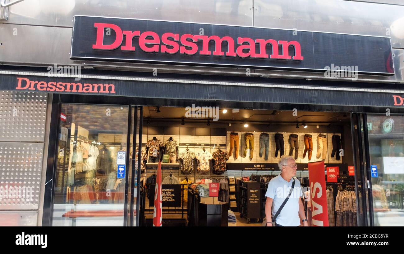 Dressmann storefront. Dressmann is a chain of men's clothing stores owned by Varner-Gruppen Stock Photo