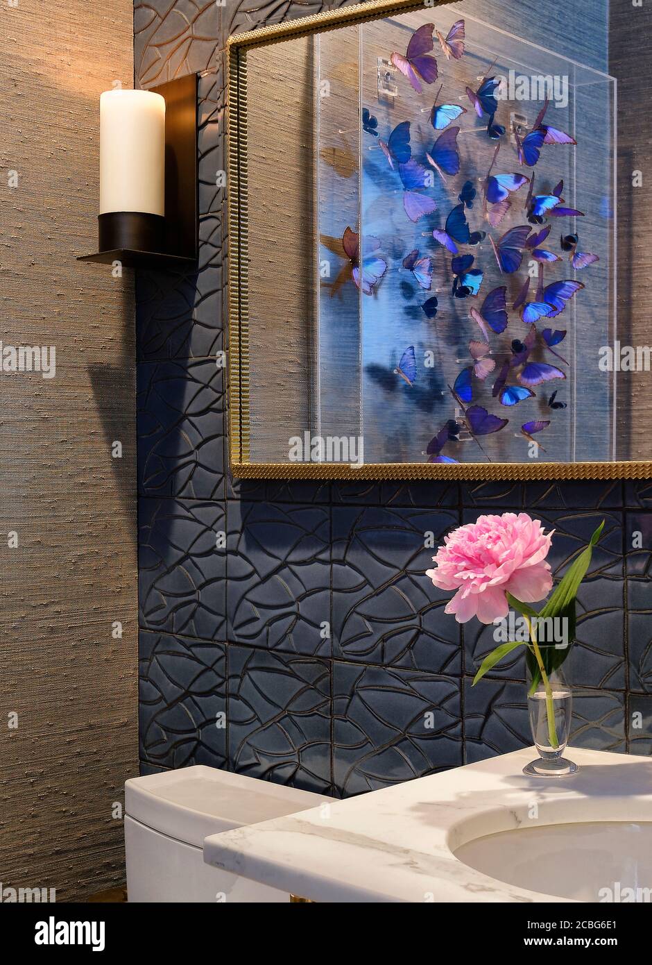 Contemporary Powder room ornamental wall tile Stock Photo