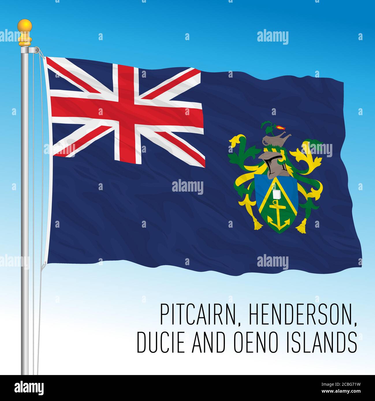 Pitcairn official national flag, british territory, vector illustration Stock Vector