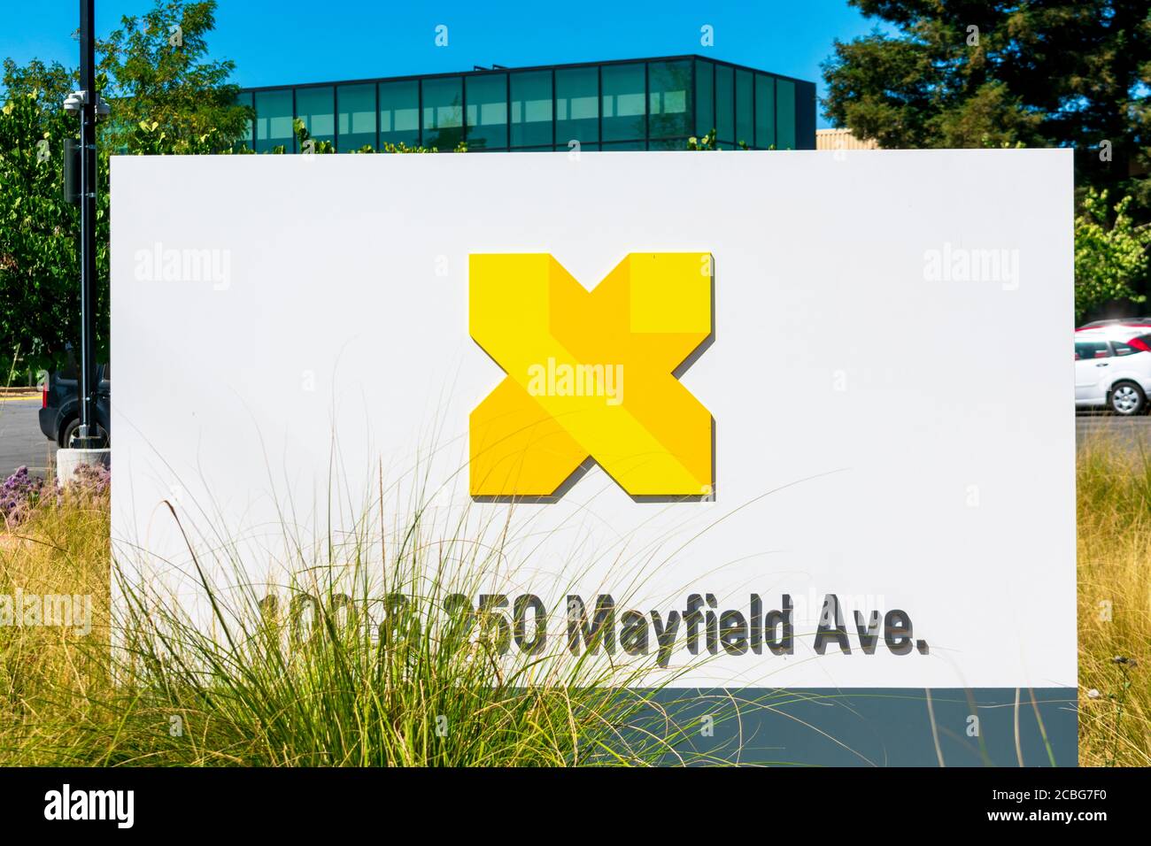 X Development sign and logo, formerly Google X, a research and development facility by Google and a subsidiary of Alphabet - Mountain View, California Stock Photo