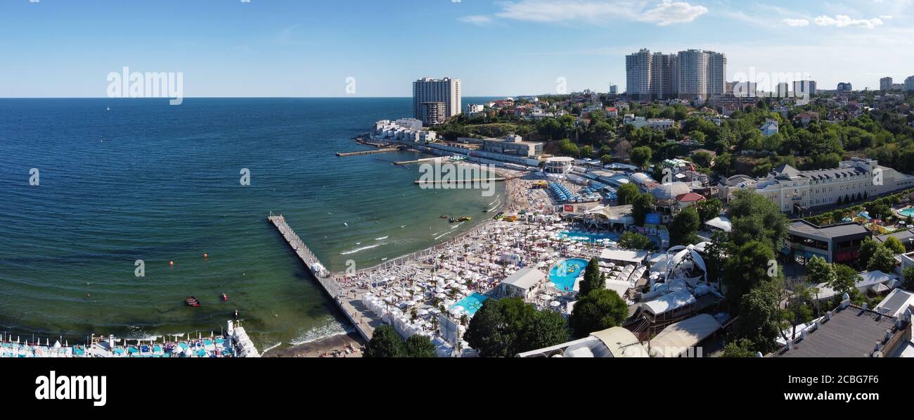 Odessa, Ukraine - July15, 2020: arcadia beach  panoramic drone view Stock Photo
