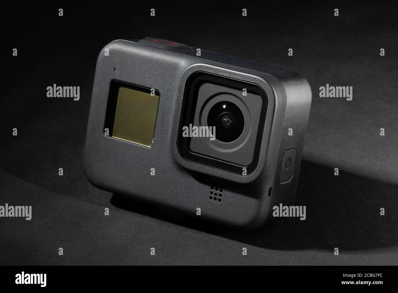 action camera isolated on black background Stock Photo