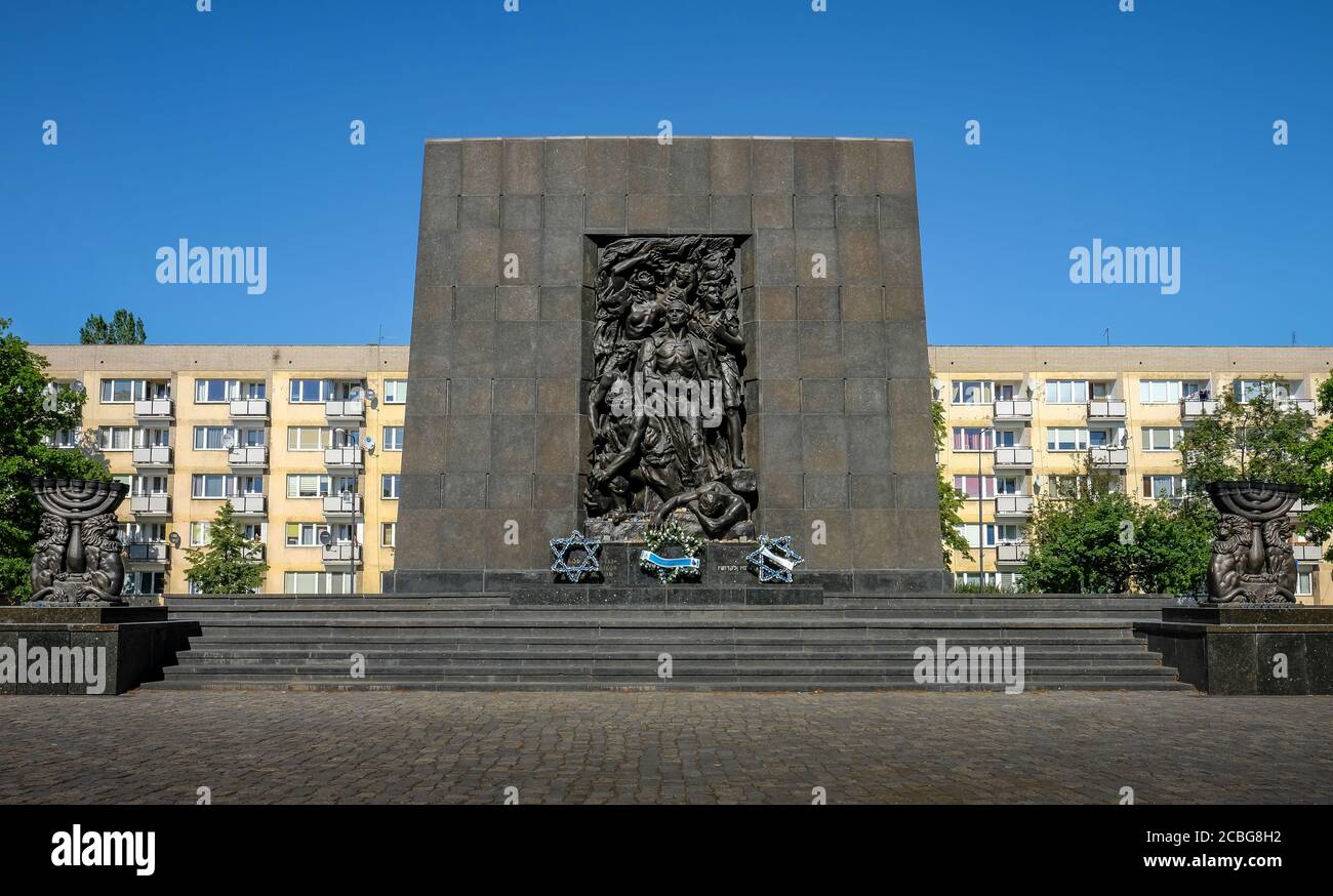 Monument to the Ghetto Heroes in Warsaw Poland Stock Photo