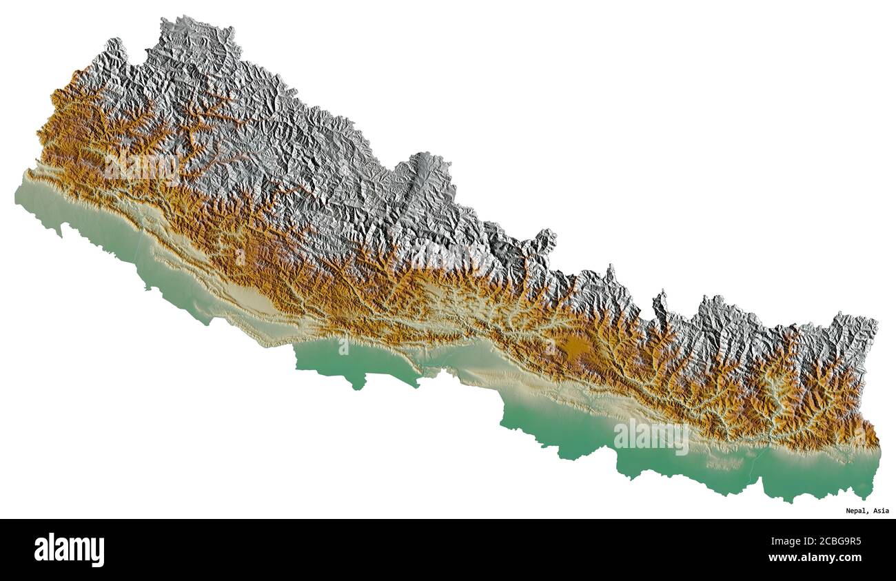 Shape of Nepal with its capital isolated on white background ...