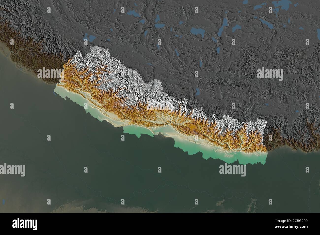 Shape of Nepal separated by the desaturation of neighboring areas ...