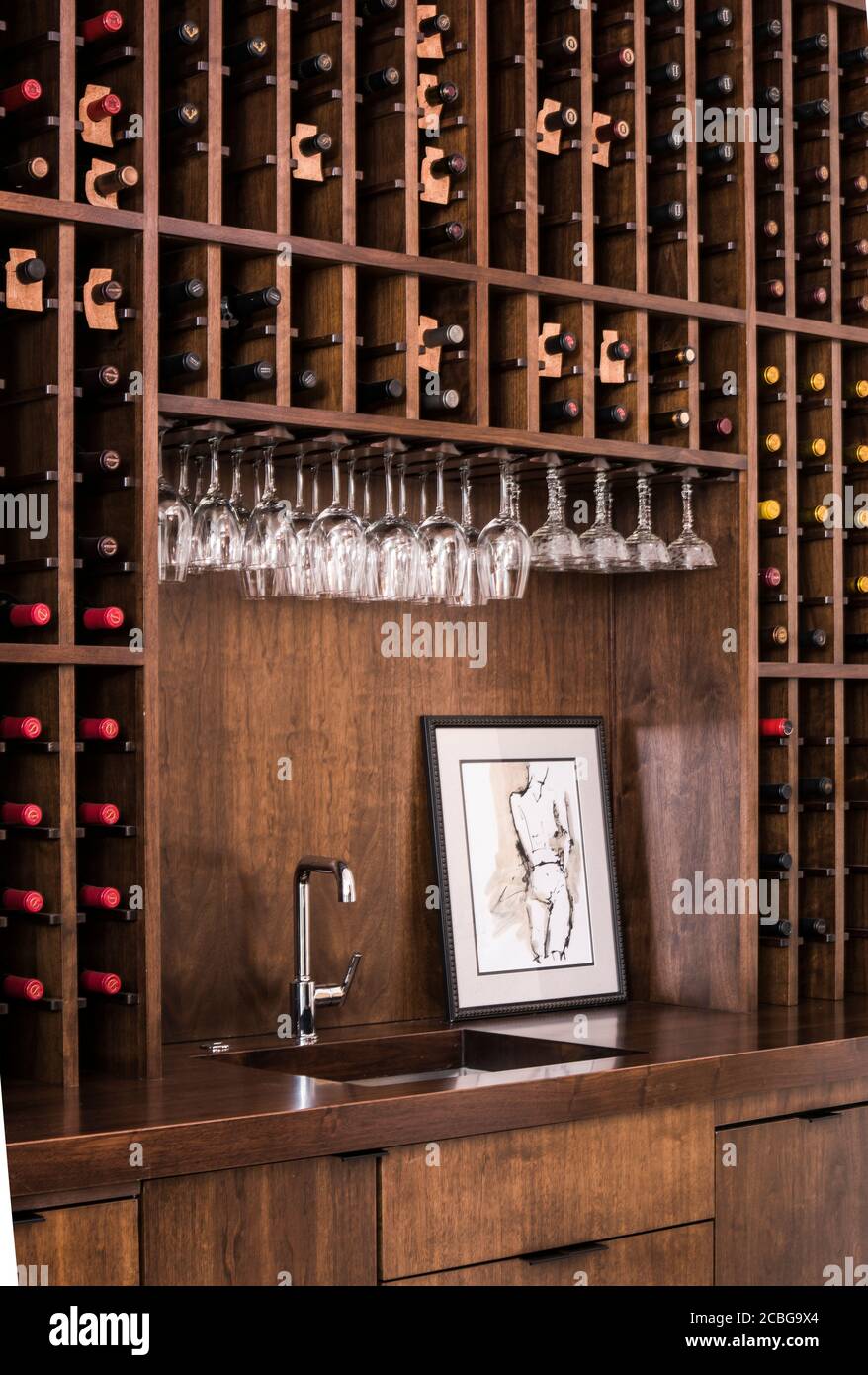 Custom Home Wine Bar Stock Photo
