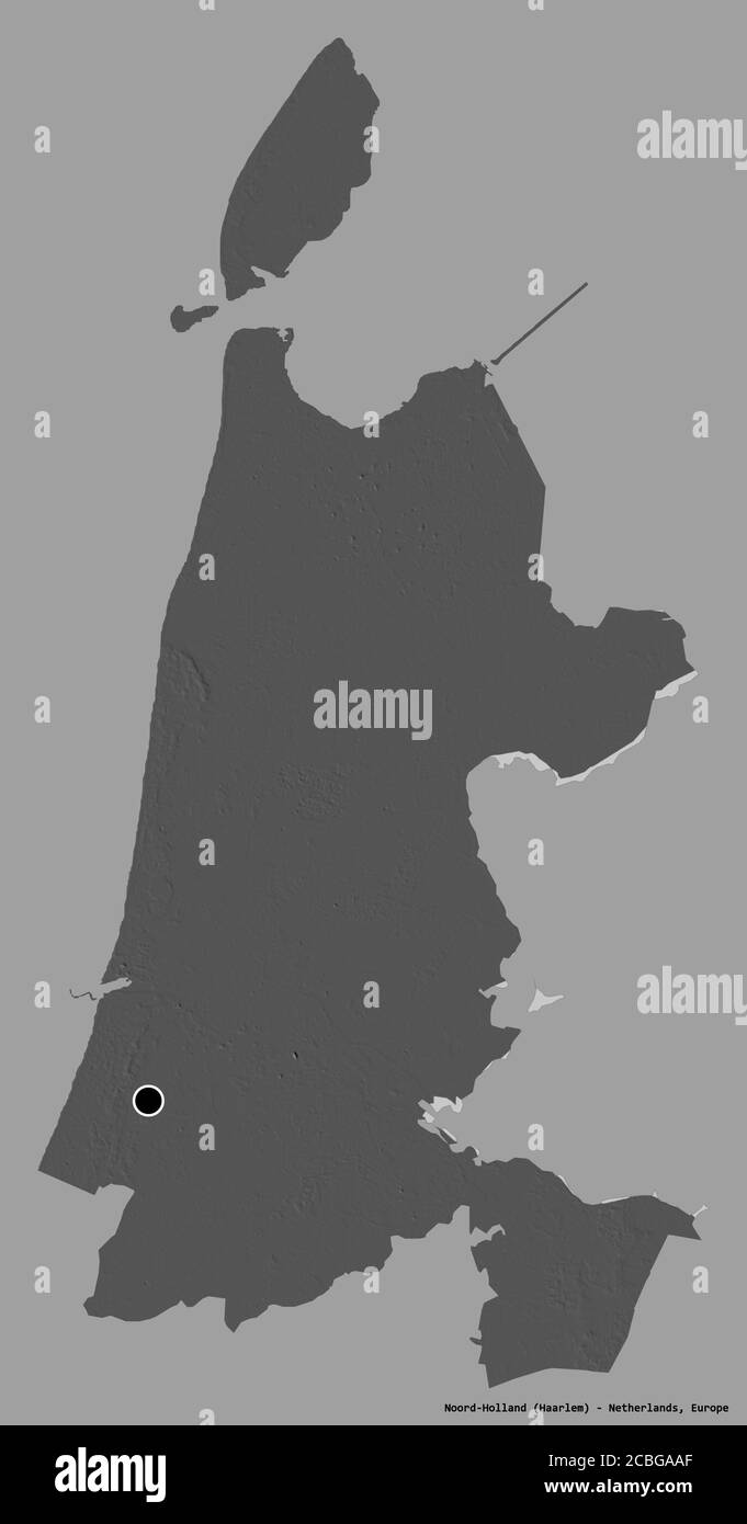 Shape of Noord-Holland, province of Netherlands, with its capital ...