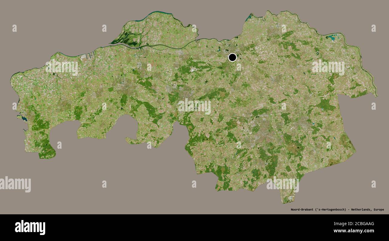 Shape of Noord-Brabant, province of Netherlands, with its capital ...