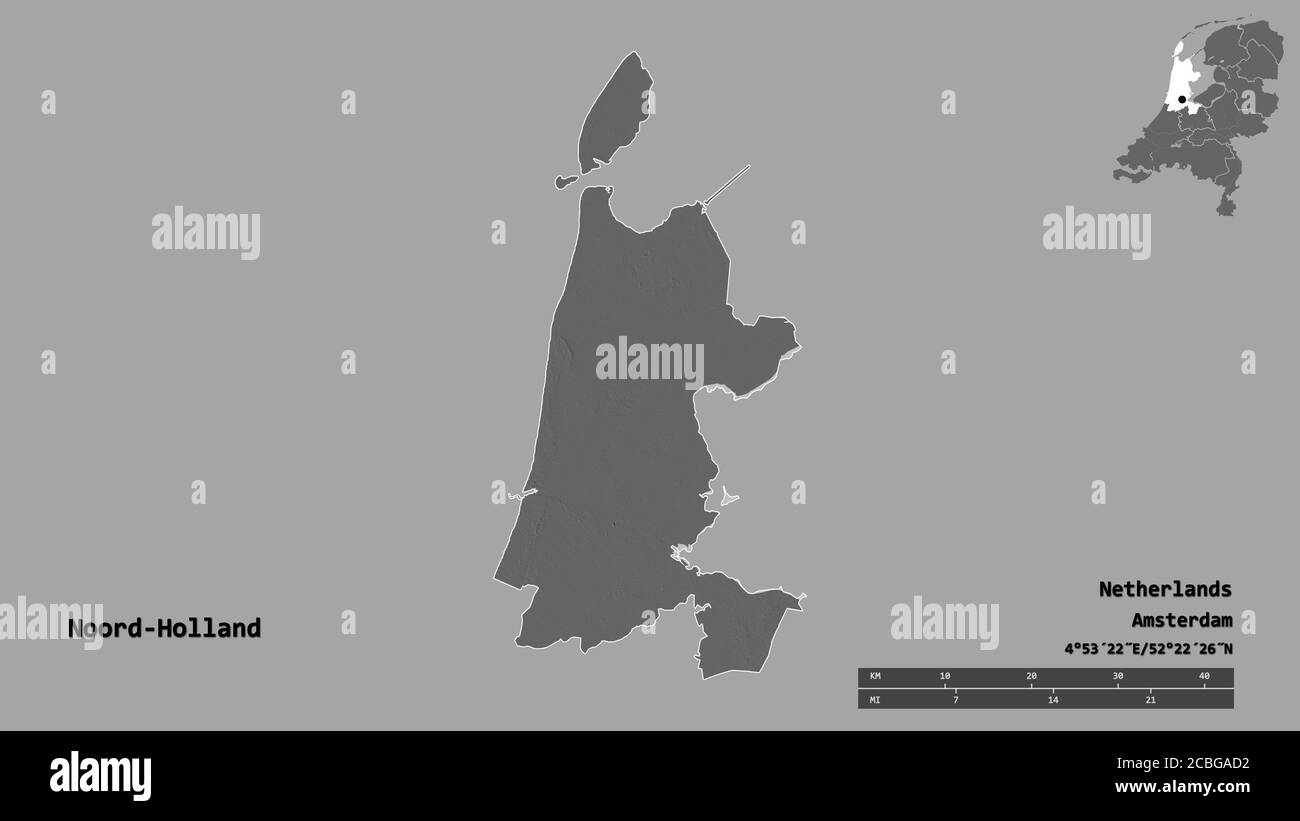 Shape of Noord-Holland, province of Netherlands, with its capital ...