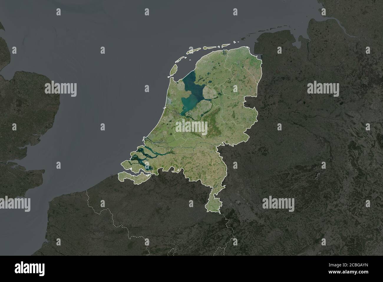 Shape of Netherlands separated by the desaturation of neighboring areas ...