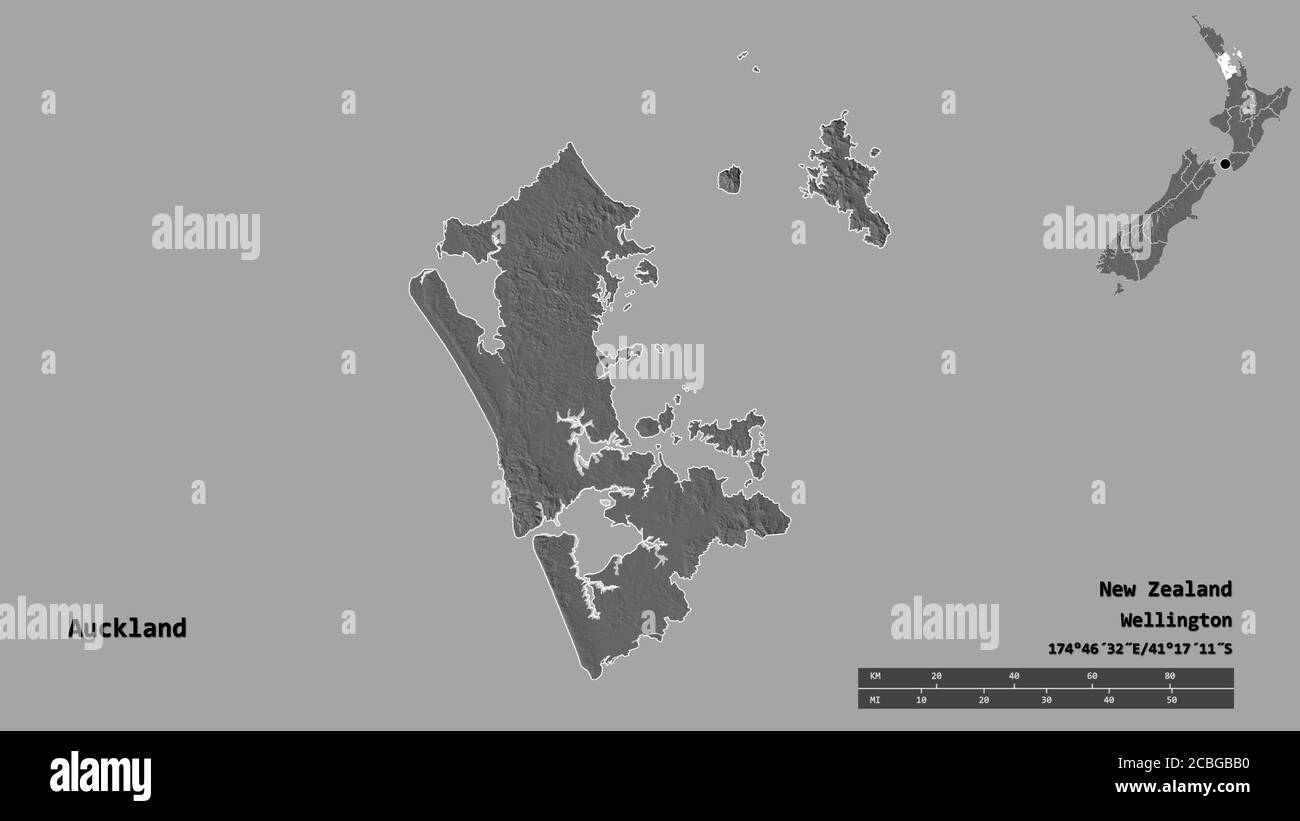 Shape of Auckland, regional council of New Zealand, with its capital ...