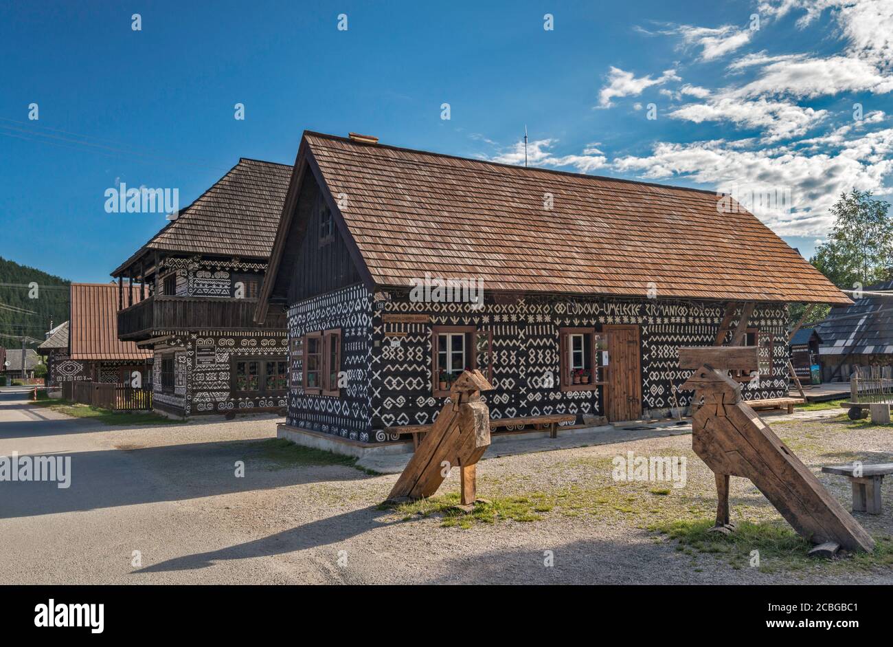 Historic Ondrej Gregor House in village of Cicmany, Strážov Mountains, Zilina Region, Slovakia Stock Photo