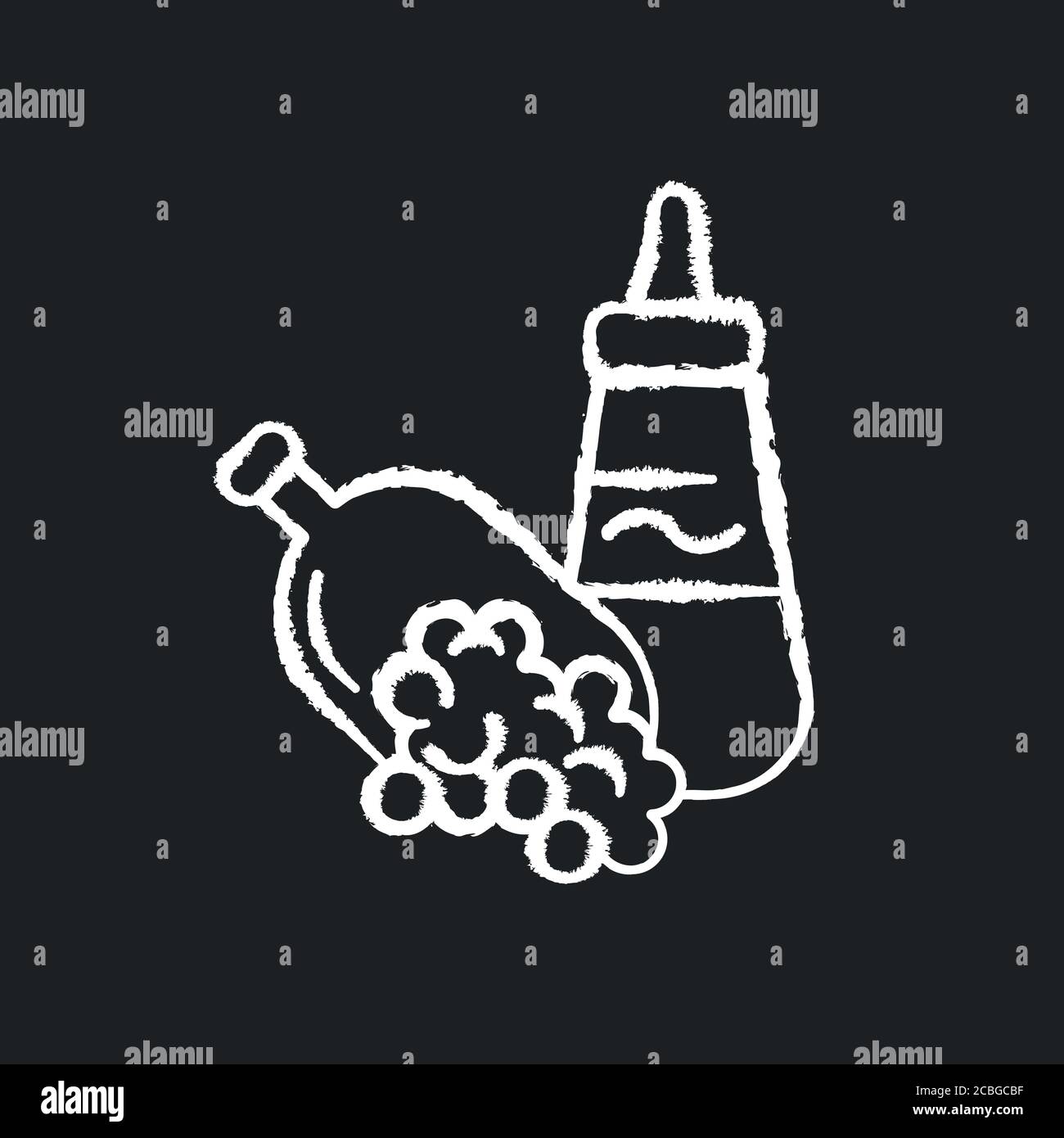 Mustard seeds chalk white icon on black background Stock Vector