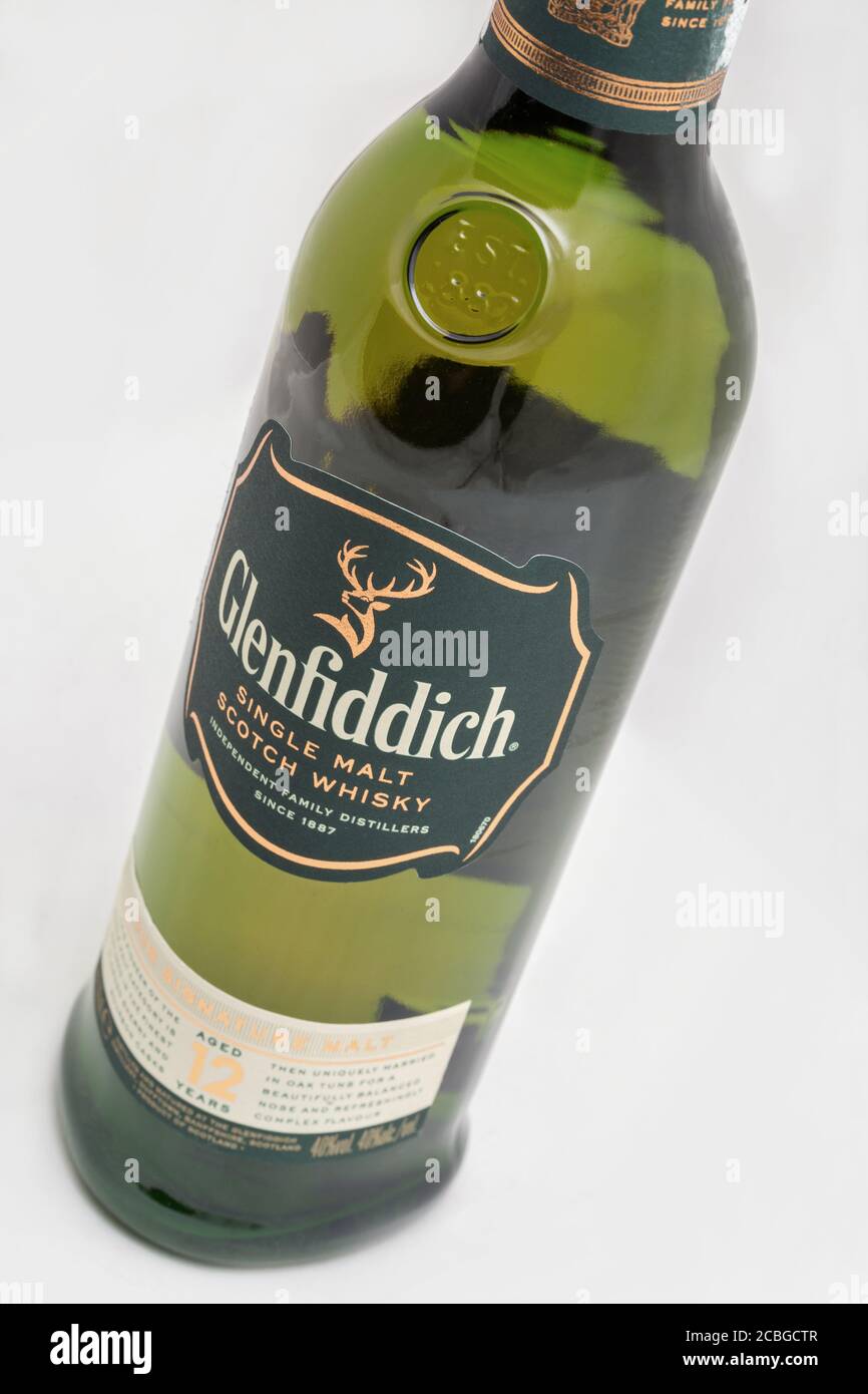 KYIV, UKRAINE AUGUST 17, 2019 Bottle of Glenfiddich Scotch single