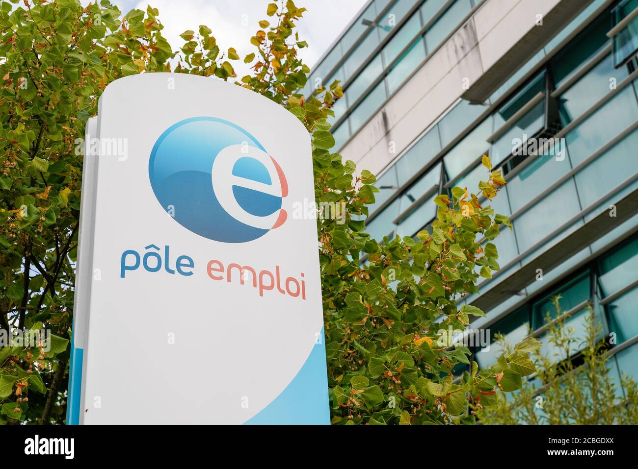 Bordeaux , Aquitaine / France - 07 30 2020 : pole emploi sign and text logo of government agency job center office french registers unemployed people Stock Photo