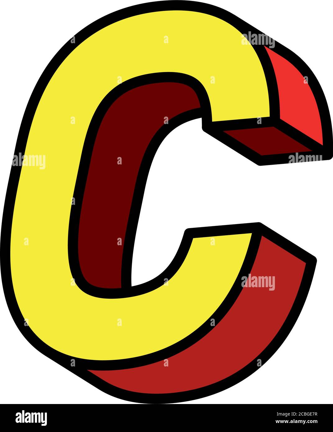 3d c letter design, lettering typography retro and comic theme Vector