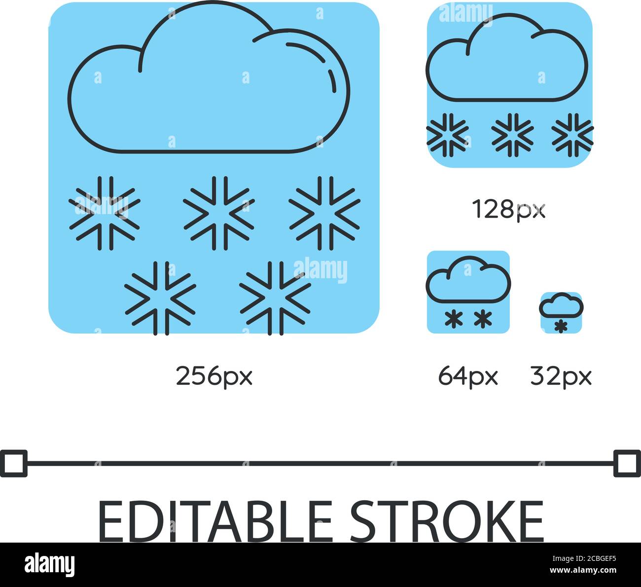 Snow turquoise linear icons set Stock Vector