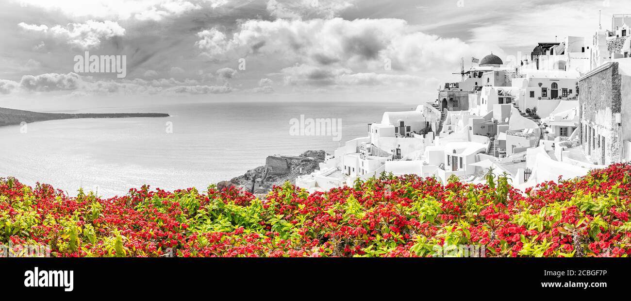 Amazing travel scenery of Santorini island. Tranquil vacation summer holiday on the famous tourism destination Greece, Europe. Luxury traveling Stock Photo