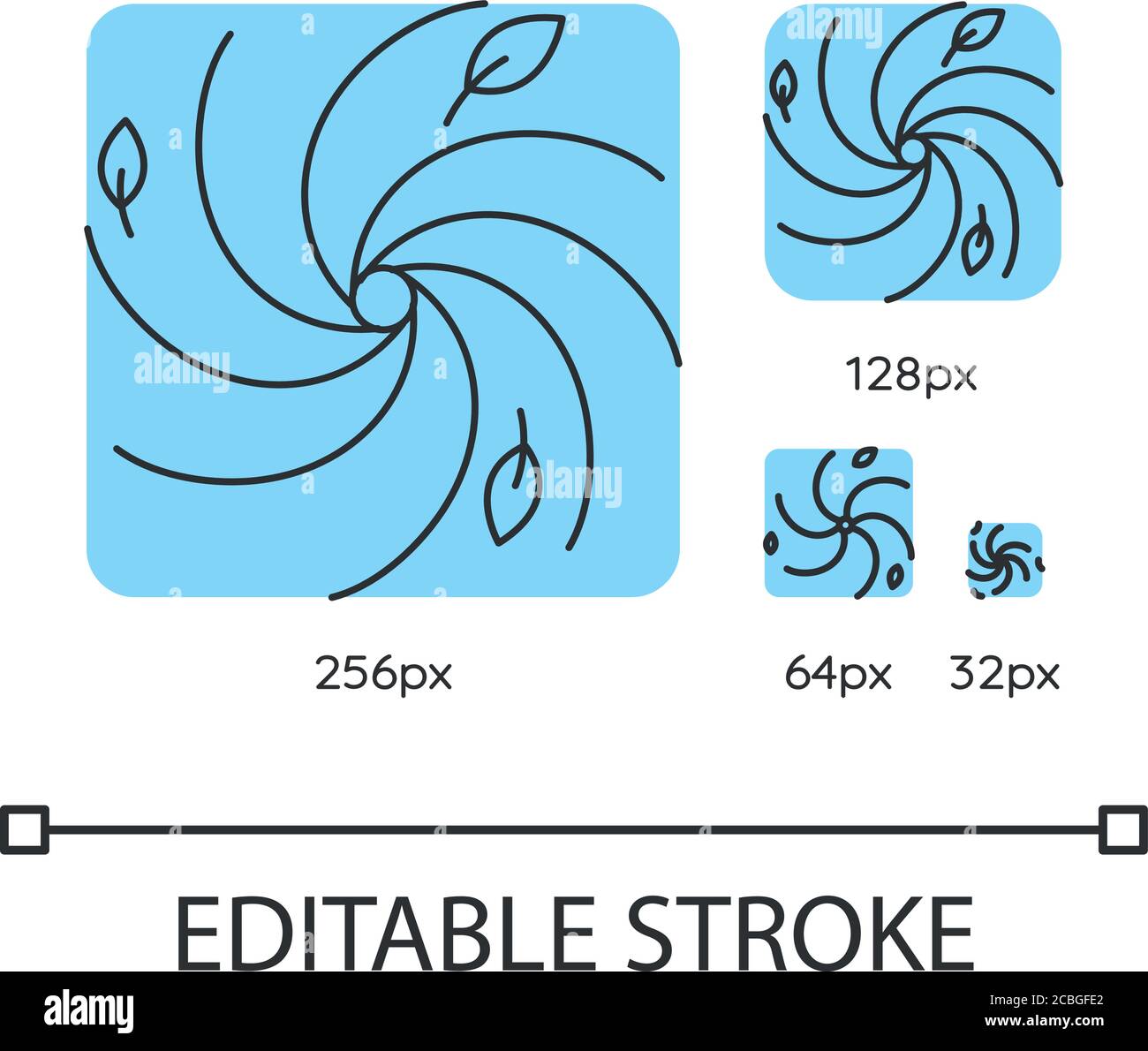 Hurricane turquoise linear icons set Stock Vector