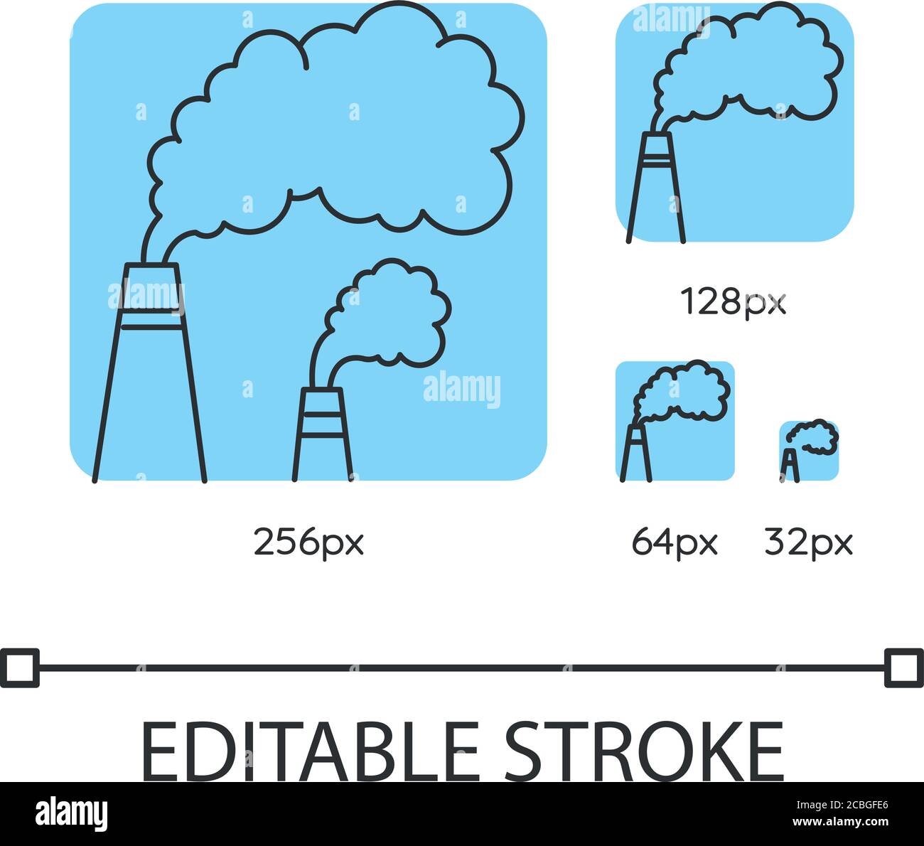 Smoke turquoise linear icons set Stock Vector