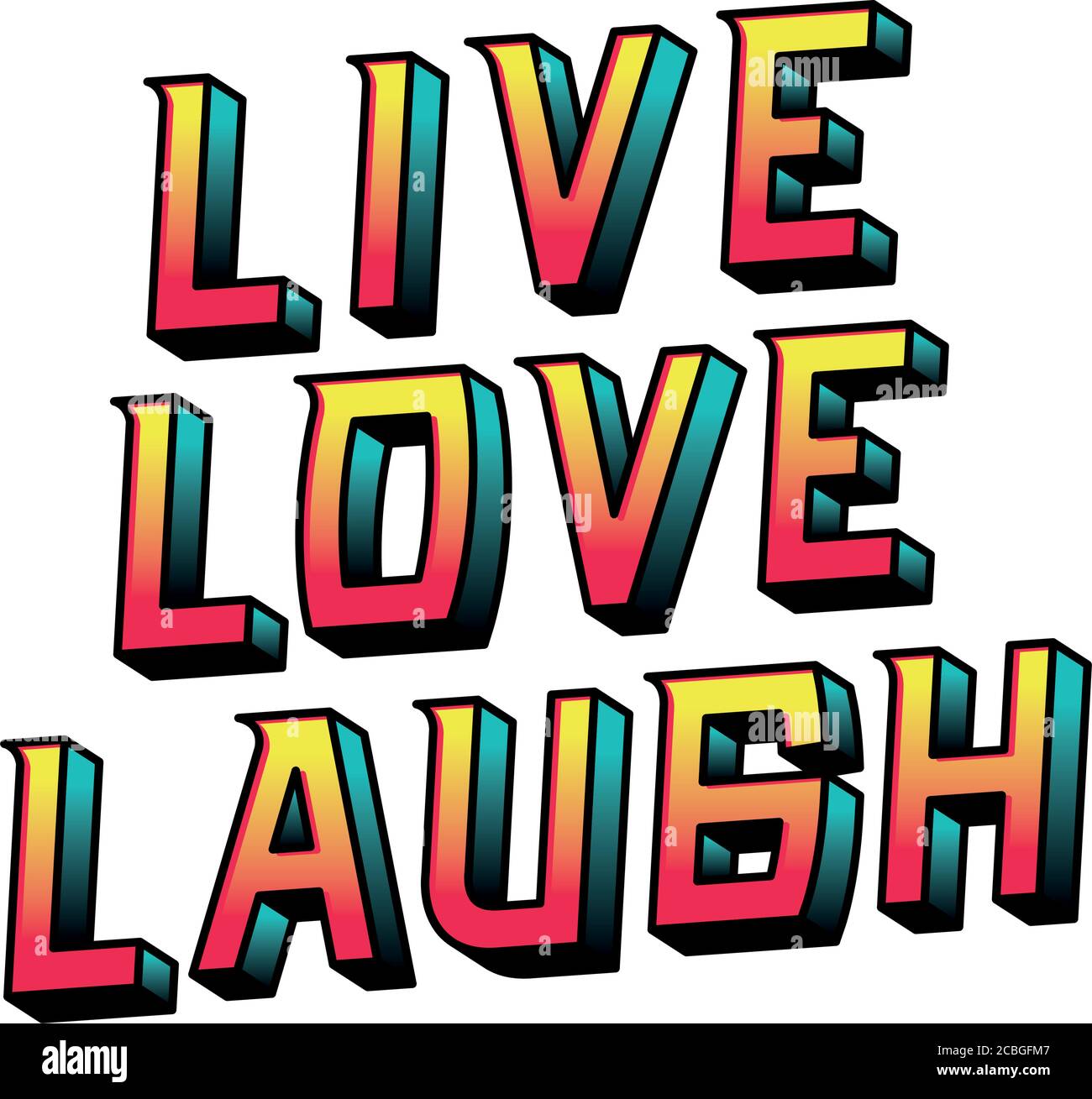 live love laugh lettering design, typography retro and comic theme