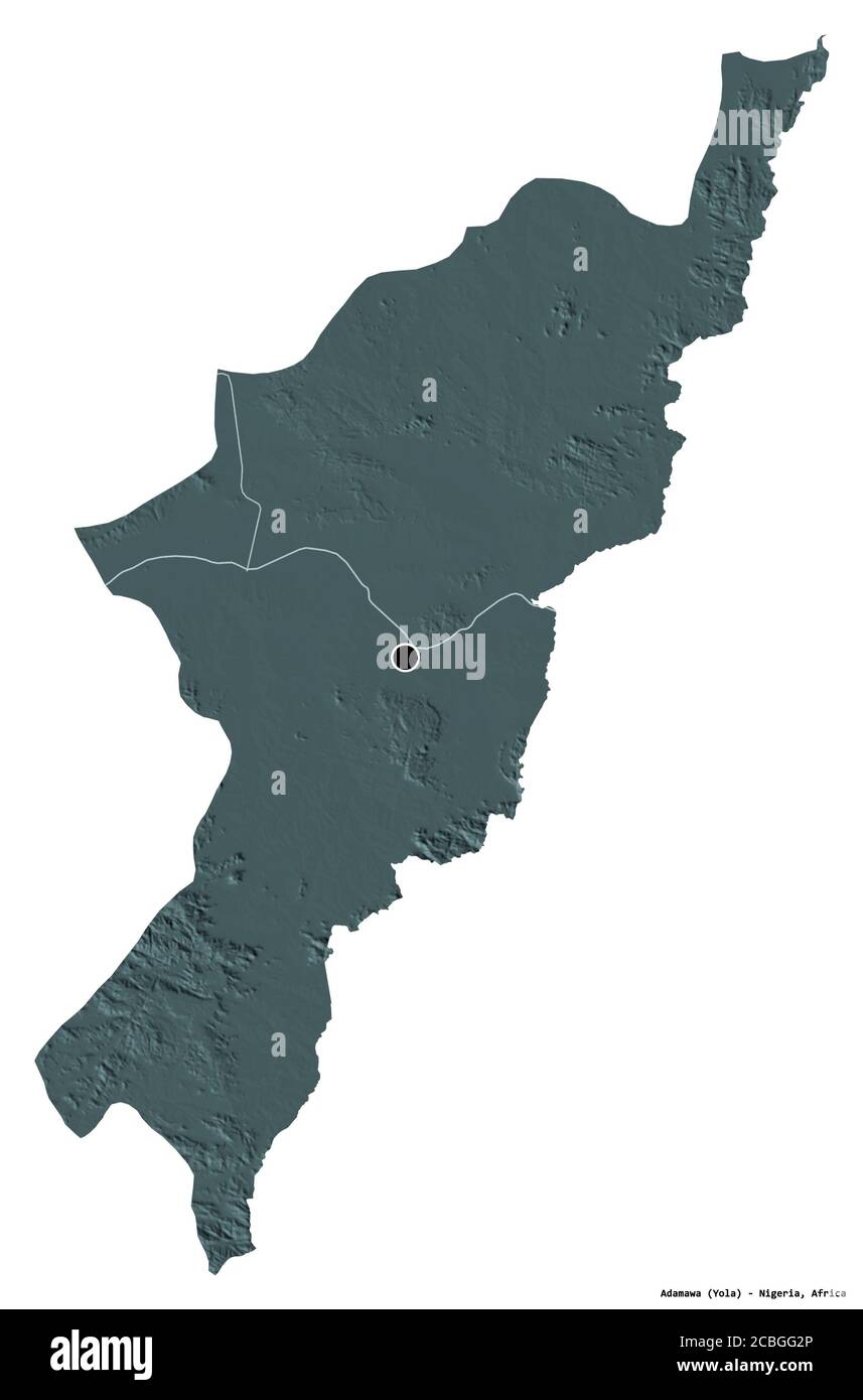 Map Of Nigeria Showing Adamawa State Shape Of Adamawa, State Of Nigeria, With Its Capital Isolated On White  Background. Colored Elevation Map. 3D Rendering Stock Photo - Alamy