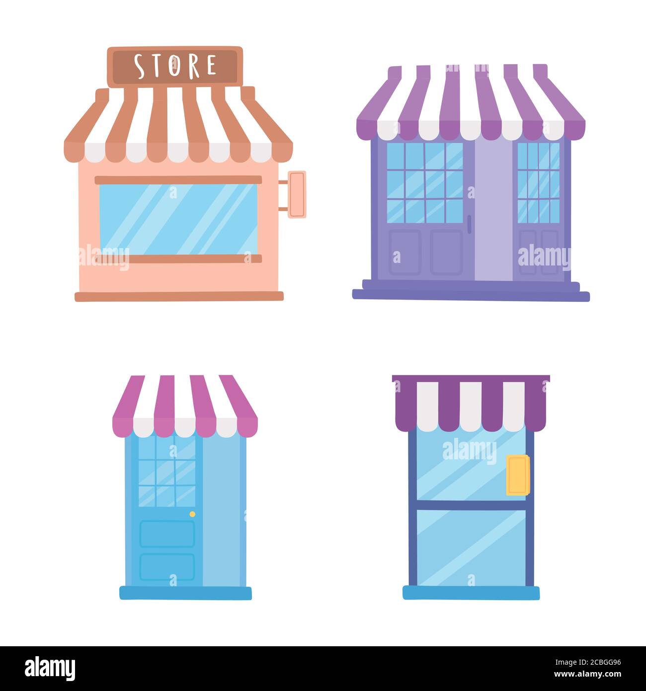 store shop front view exterior doors commercial icons vector ...