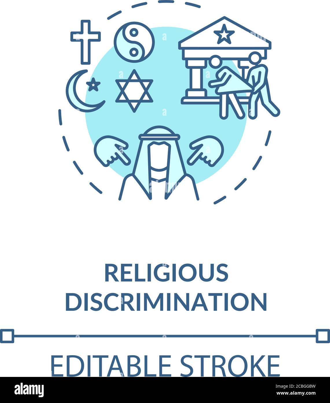 Religious discrimination concept icon Stock Vector