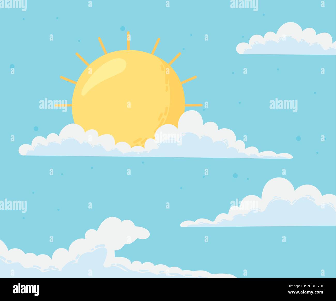 blue sky with clouds and sun cartoon background vector illustration Stock  Vector Image & Art - Alamy
