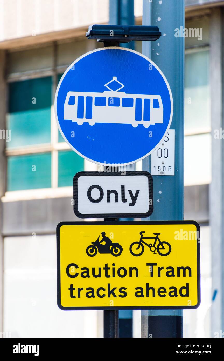 Trams only restricted route Stock Photo