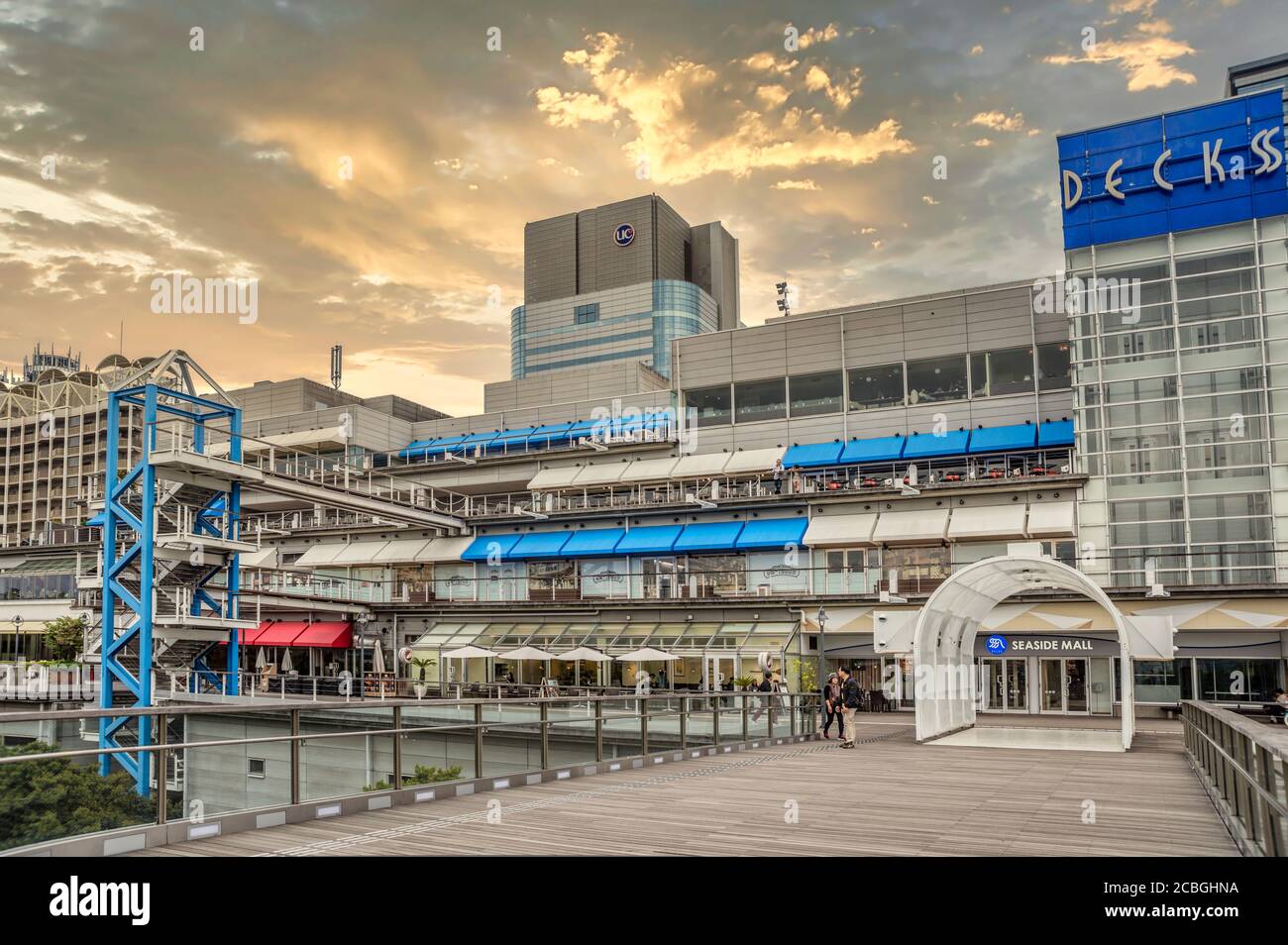 Decks Seaside Mall shopping center and entertainment area in Odaiba, Minato, Tokyo, Japan Stock Photo