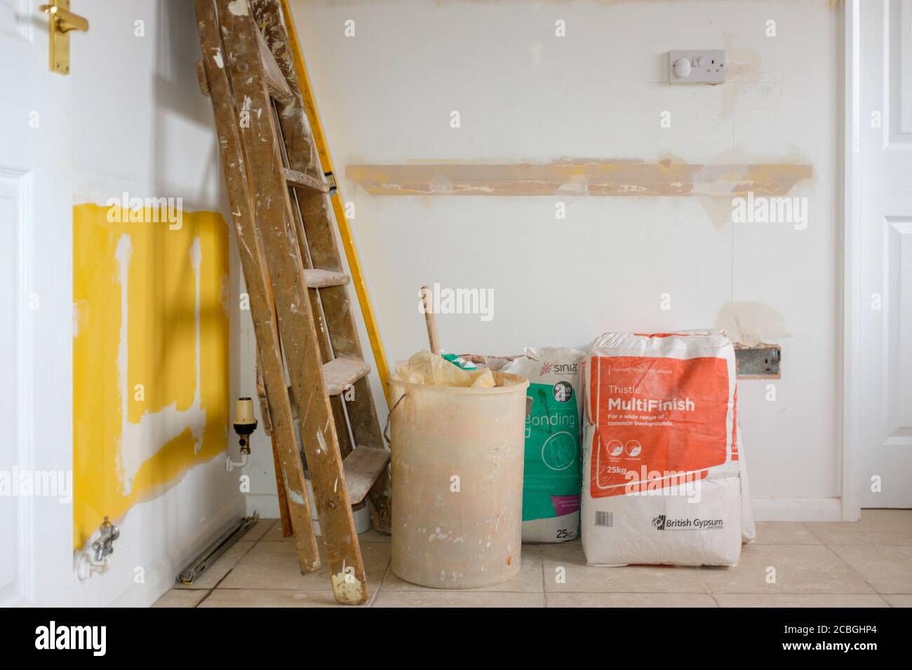 DIY renovation building materials and equipment for home improvement project. UK Stock Photo
