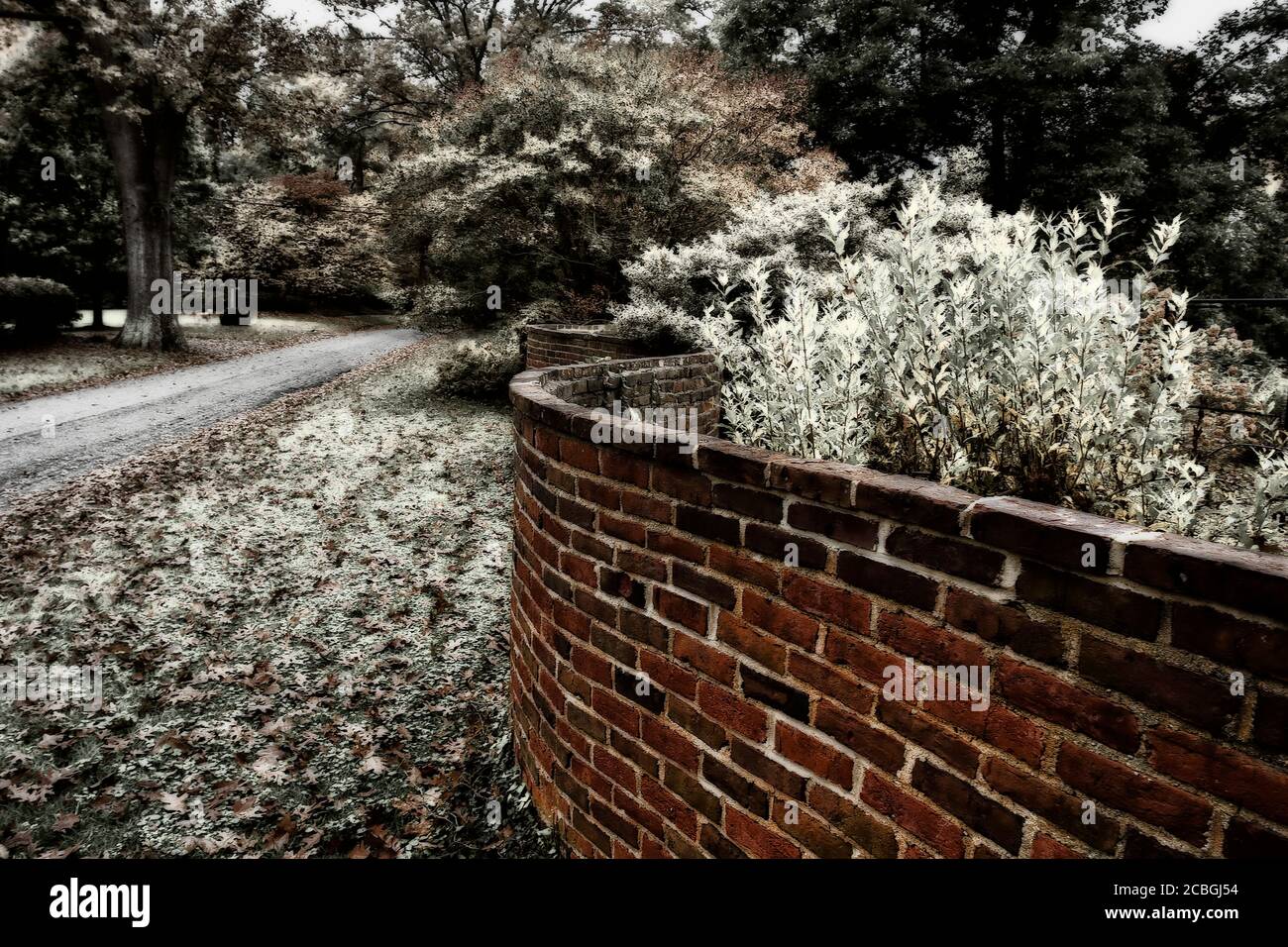 Curved Brick Garden wall Stock Photo Alamy