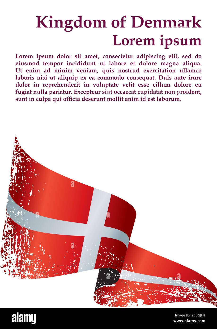 Flag of Denmark, Kingdom of Denmark. Template for award design, an ...
