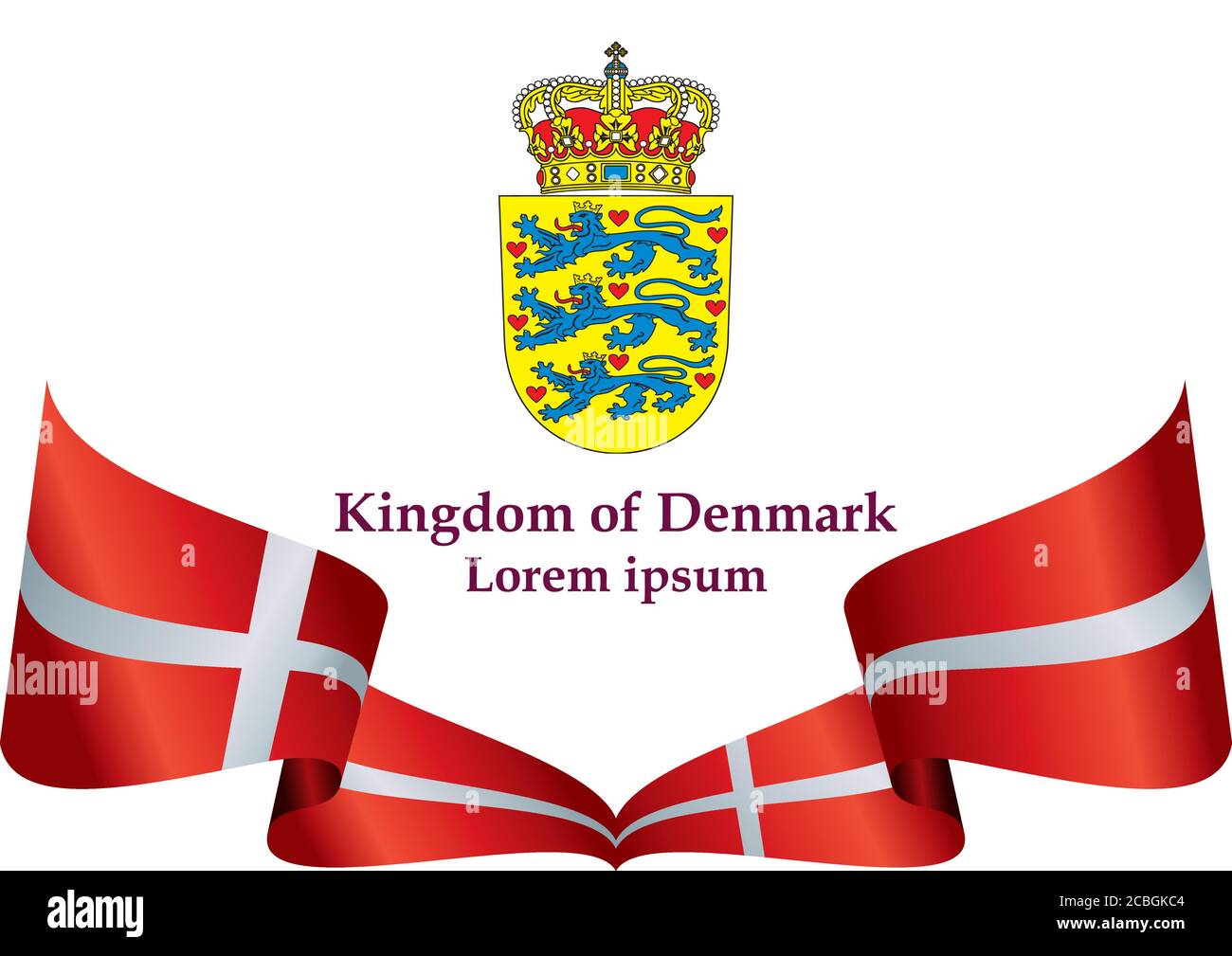Flag of Denmark, Kingdom of Denmark. Template for award design, an ...