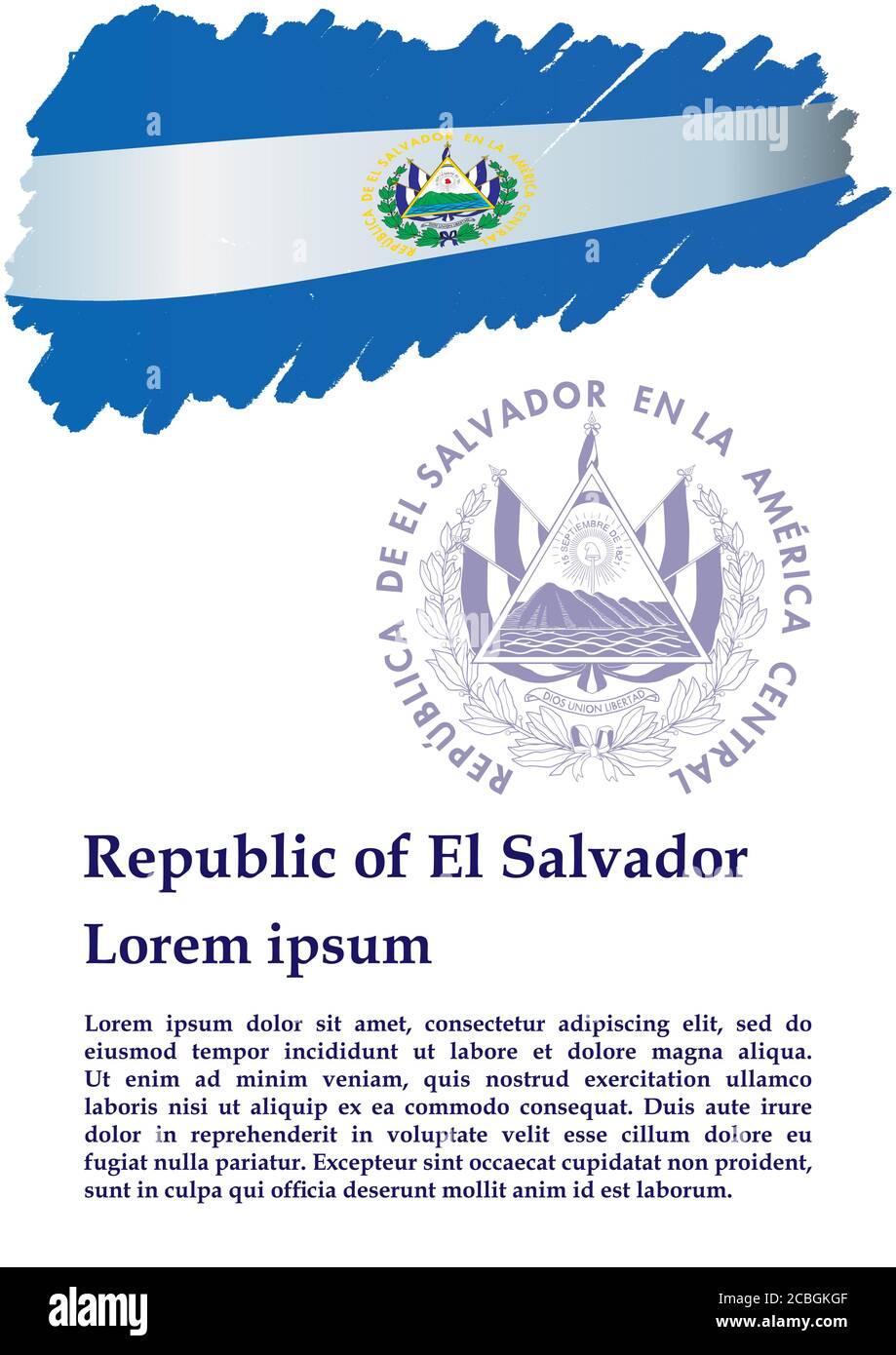 Flag of El Salvador, Republic of El Salvador. Template for award design, an official document with the flag of El Salvador. Stock Vector