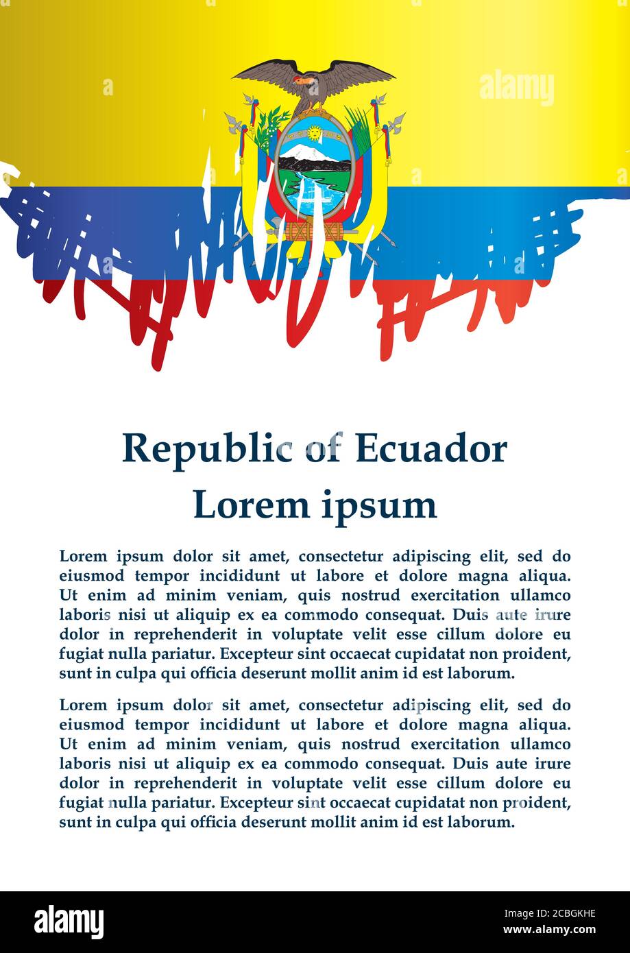 Flag of Ecuador, Republic of Ecuador. Template for award design, an ...